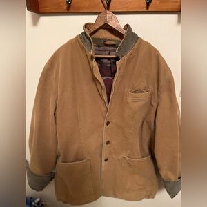 The Territory Ahead Tan Barn Jacket Blazer with Green Corduroy Accents - XL